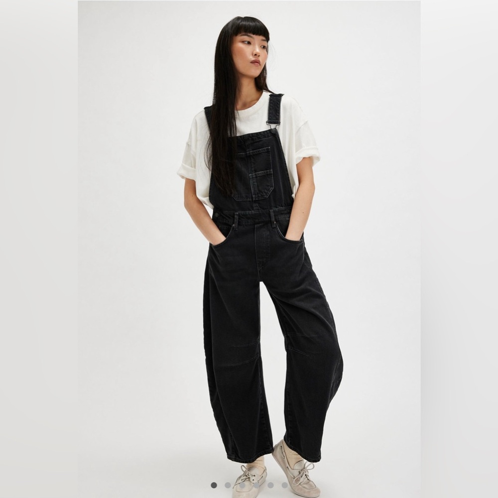 We The Free Charcoal Denim Overalls